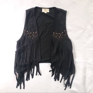 Suede Beaded Fringe Vest